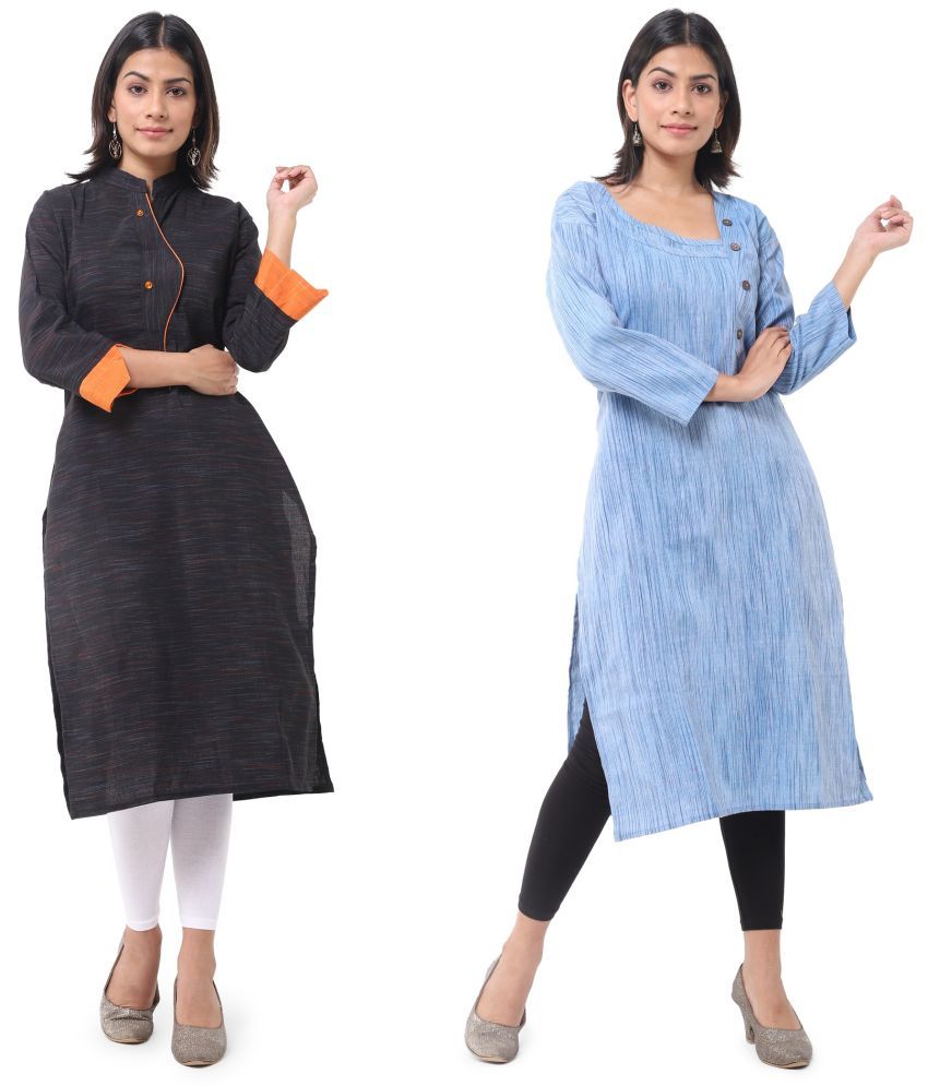     			DESHBANDHU DBK - Multicolor Cotton Women's Straight Kurti ( Pack of 2 )