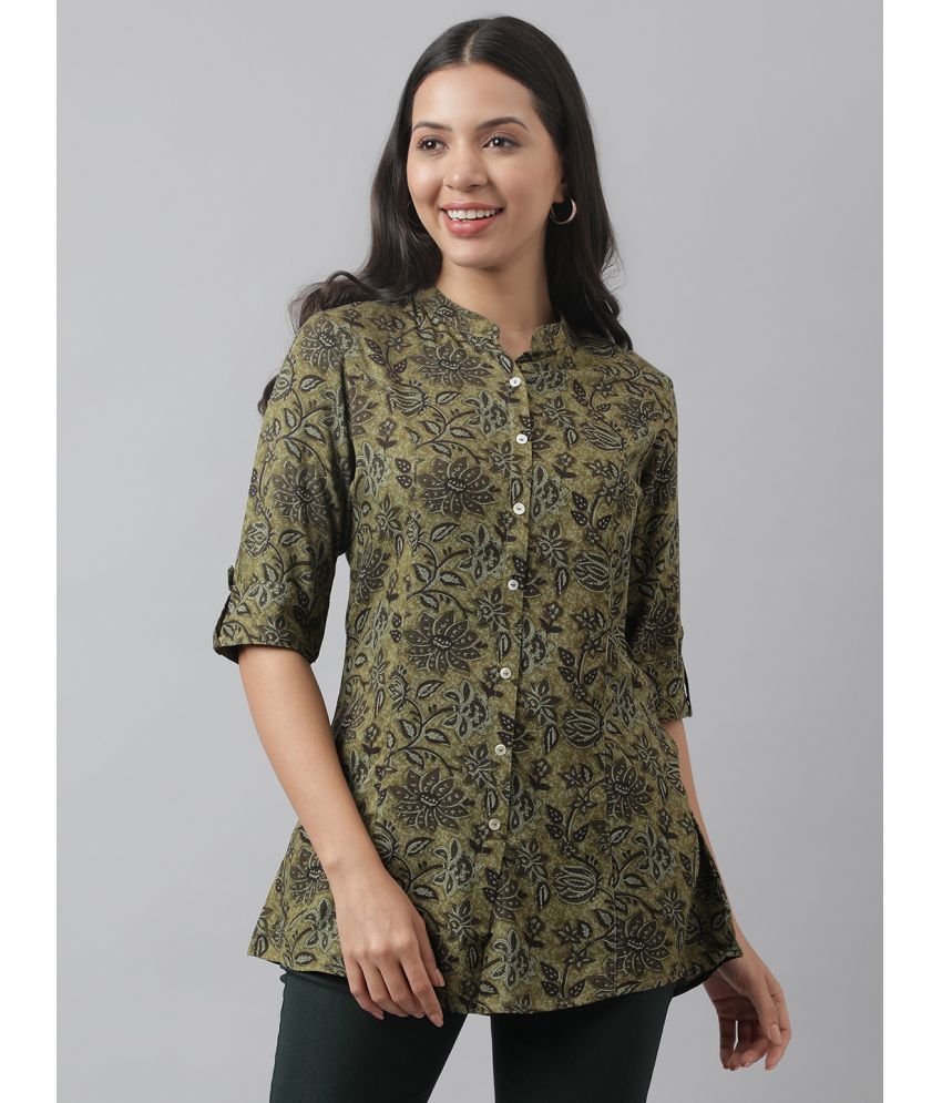     			Divena - Olive Rayon Women's Ethnic A-Line Top ( Pack of 1 )