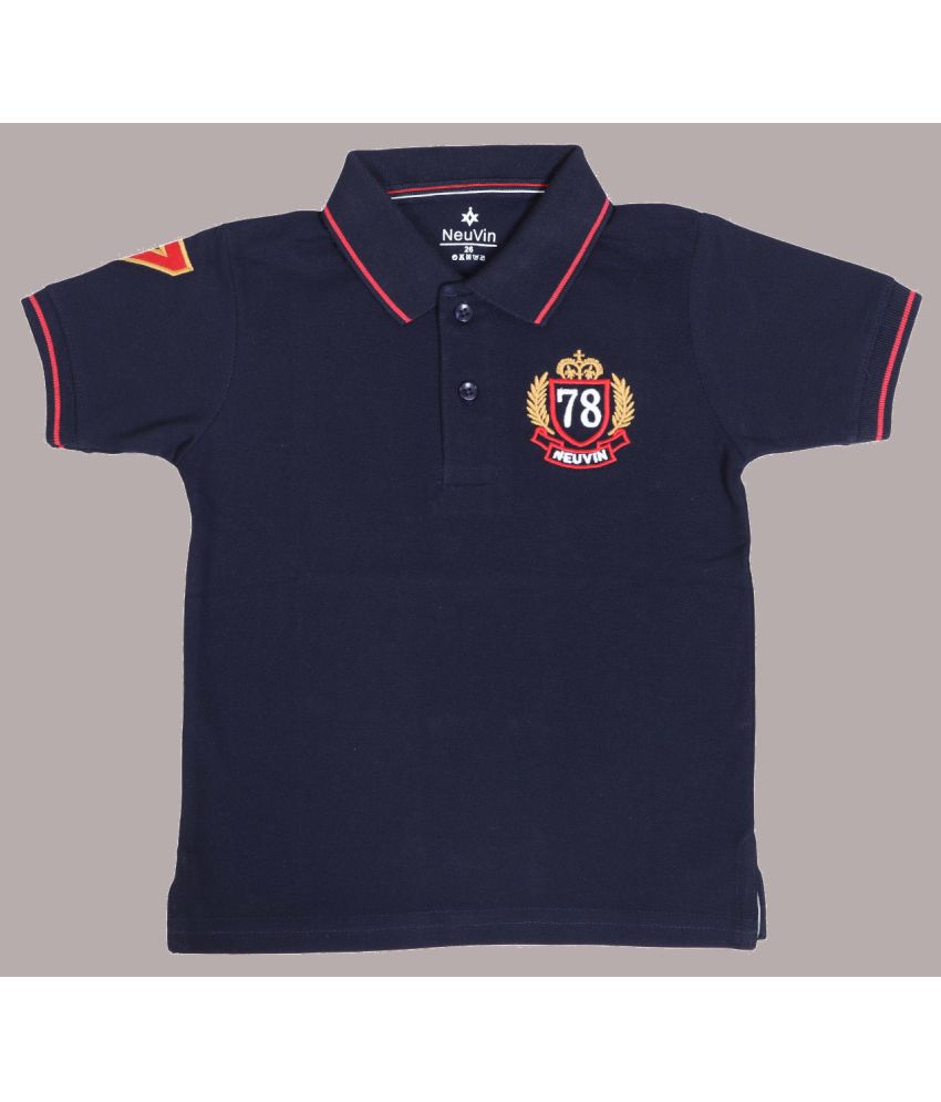     			NEUVIN - Navy Blue Cotton Blend Boy's Polo T-Shirt ( Pack of 1 )
