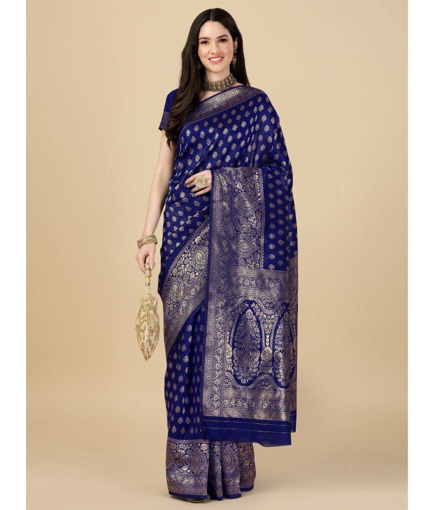     			Rekha Maniyar Art Silk Embellished Saree With Blouse Piece - Indigo ( Pack of 1 )