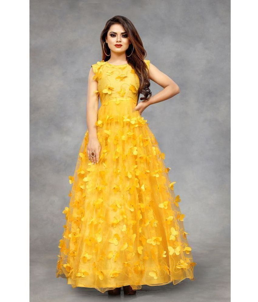     			Apnisha - Yellow Net Women's Gown ( Pack of 1 )