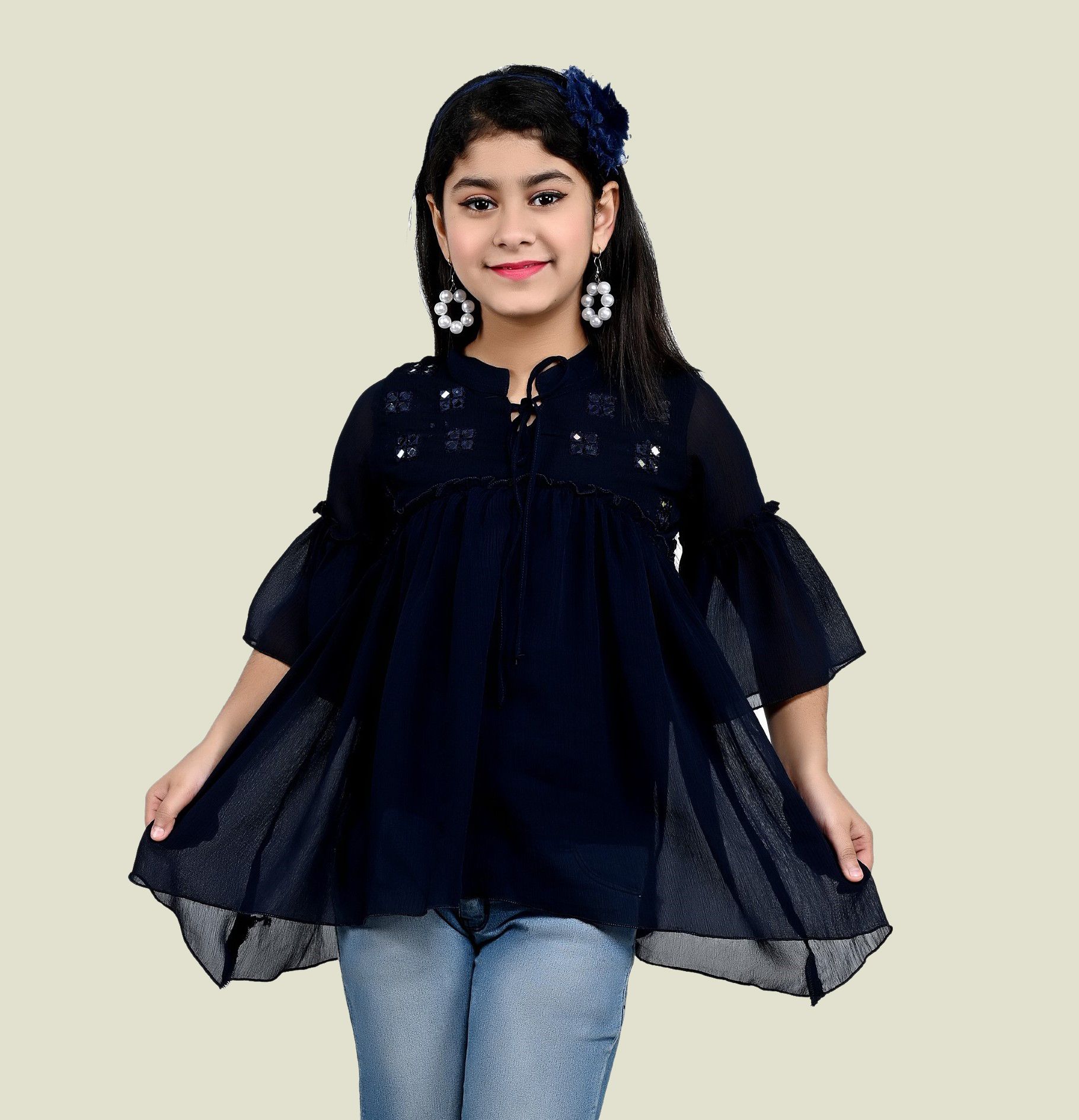     			Arshia Fashions - Blue Georgette Girls Top ( Pack of 1 )