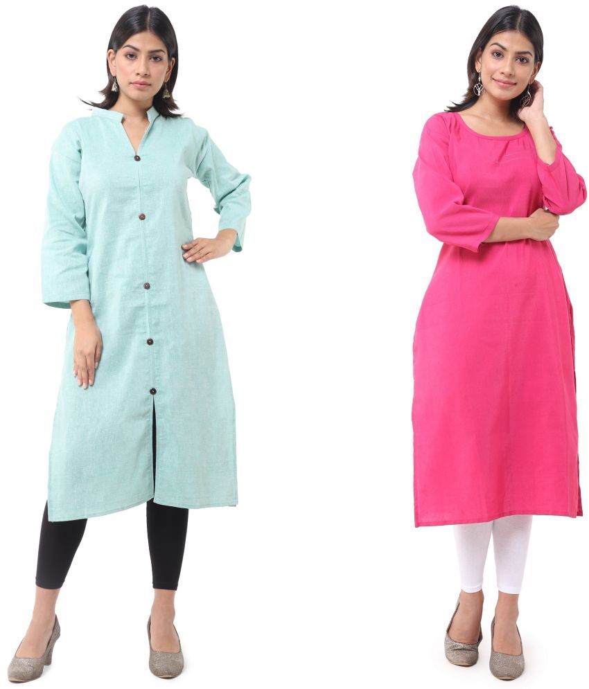     			DESHBANDHU DBK - Multicolor Cotton Women's Straight Kurti ( Pack of 2 )