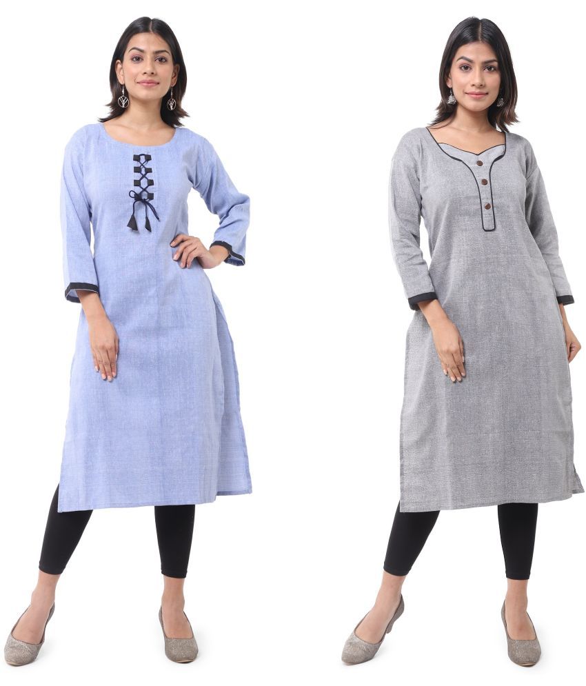     			DESHBANDHU DBK - Multicolor Cotton Women's Straight Kurti ( Pack of 2 )