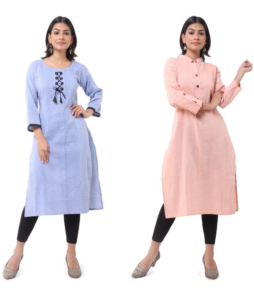     			DESHBANDHU DBK - Multicolor Cotton Women's Straight Kurti ( Pack of 2 )