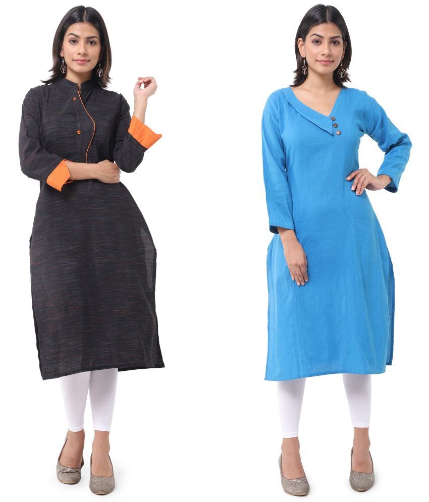     			DESHBANDHU DBK - Multicolor Cotton Women's Straight Kurti ( Pack of 2 )