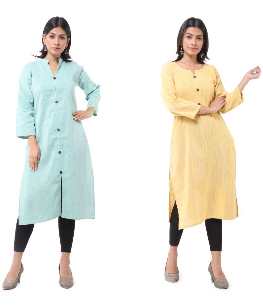     			DESHBANDHU DBK - Multicolor Cotton Women's Straight Kurti ( Pack of 2 )