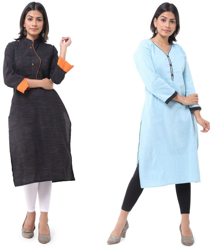     			DESHBANDHU DBK - Multicolor Cotton Women's Straight Kurti ( Pack of 2 )