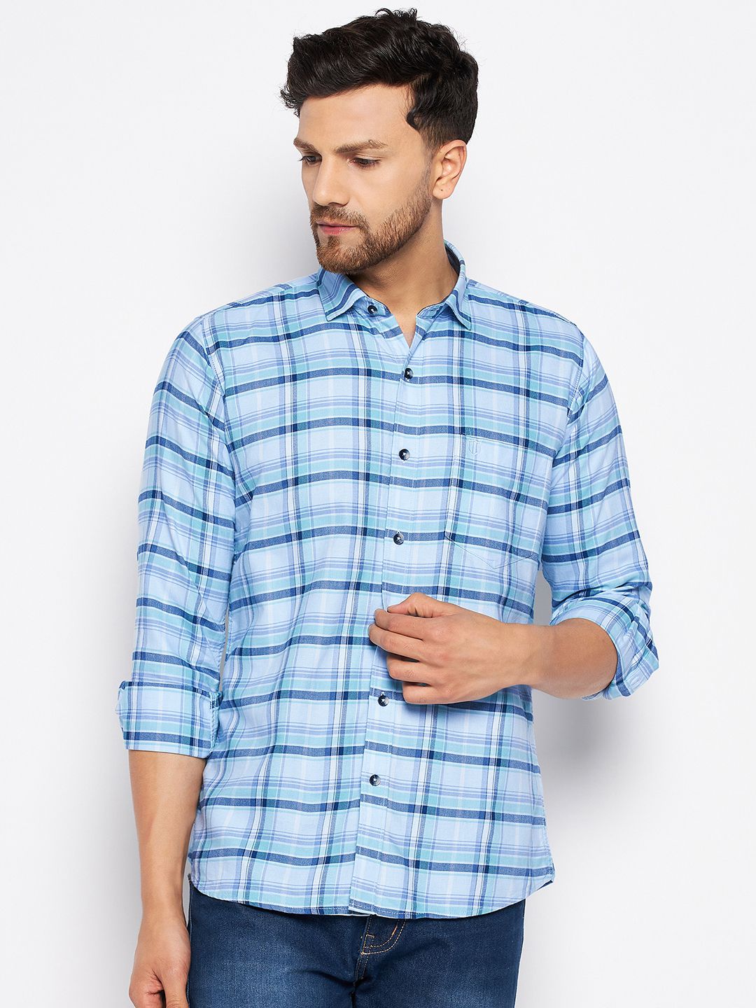     			Duke - Blue 100% Cotton Slim Fit Men's Casual Shirt ( Pack of 1 )