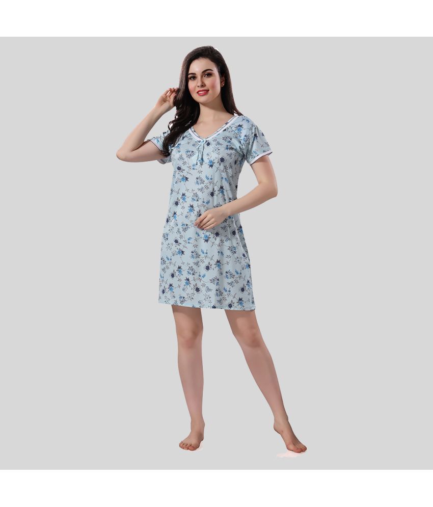     			Gutthi - Blue Hosiery Women's Nightwear Night Dress ( Pack of 1 )