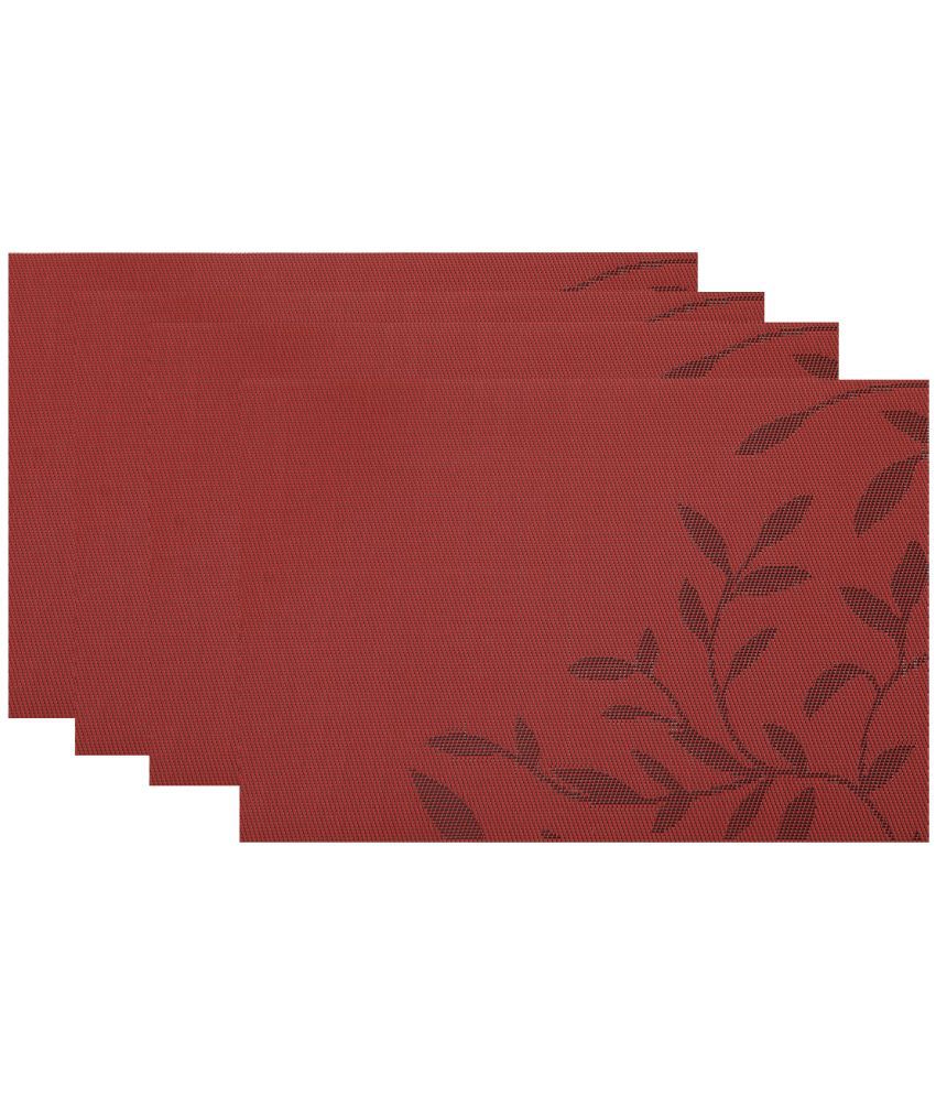     			HOKIPO PVC Floral Rectangle Table Mats 45 cm 30 cm Pack of 4 - Red