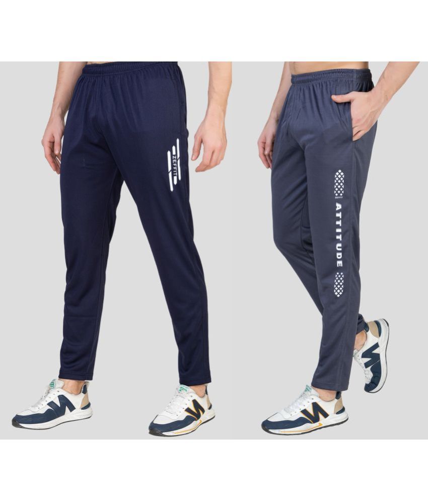     			Zeffit - Multicolor Lycra Men's Trackpants ( Pack of 2 )