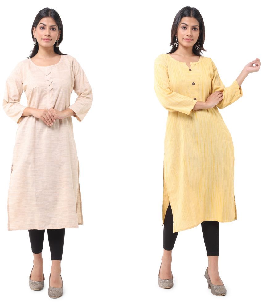     			DESHBANDHU DBK - Multicolor Cotton Women's Straight Kurti ( Pack of 2 )