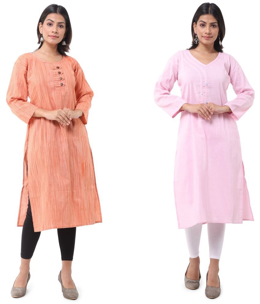     			DESHBANDHU DBK - Multicolor Cotton Women's Straight Kurti ( Pack of 2 )