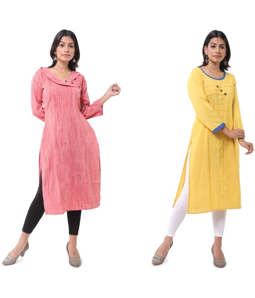     			DESHBANDHU DBK - Multicolor Cotton Women's Straight Kurti ( Pack of 2 )