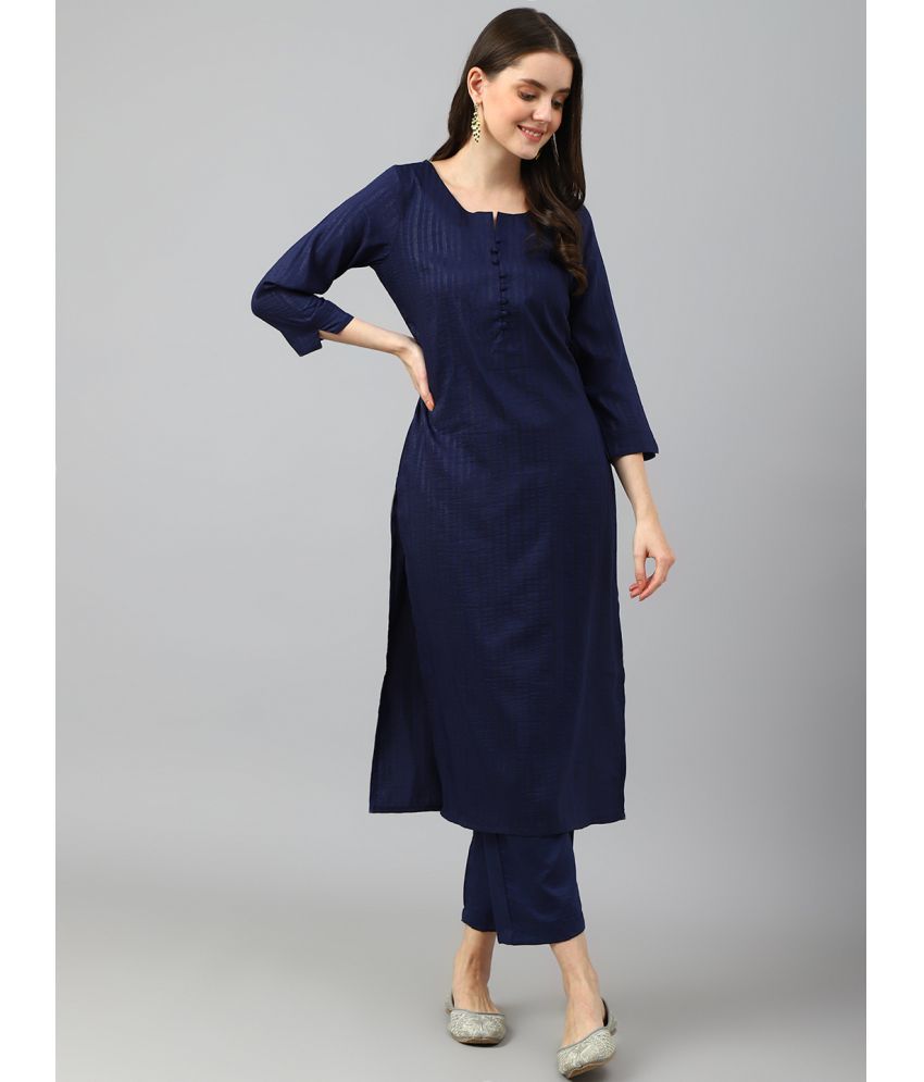     			Hritika - Blue Straight Viscose Women's Stitched Salwar Suit ( Pack of 1 )