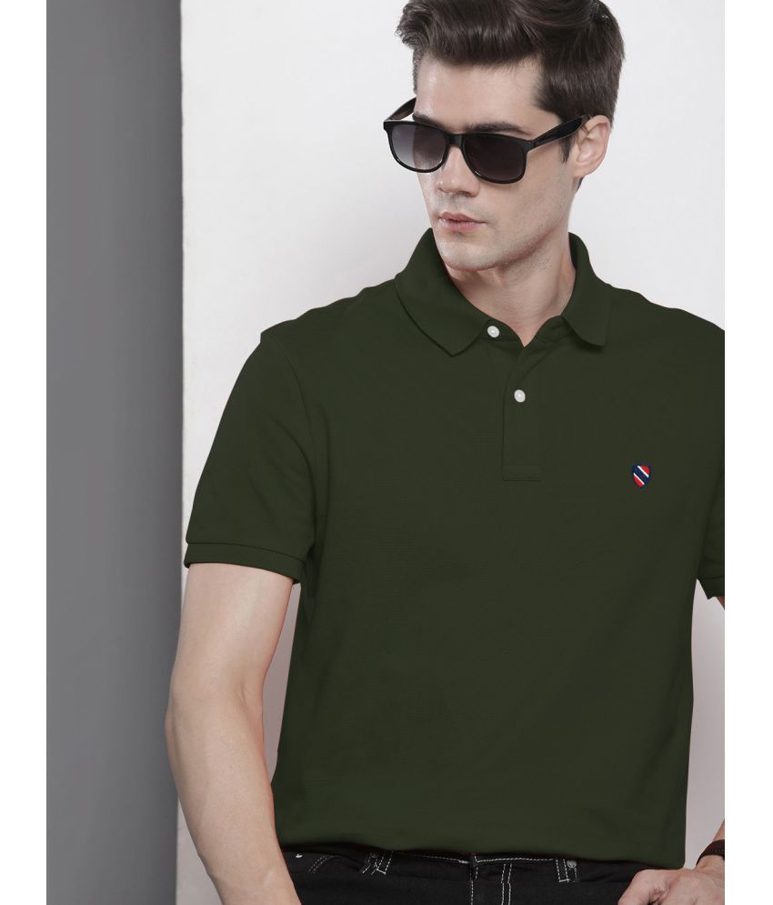     			Merriment - Olive Cotton Blend Regular Fit Men's Polo T Shirt ( Pack of 1 )