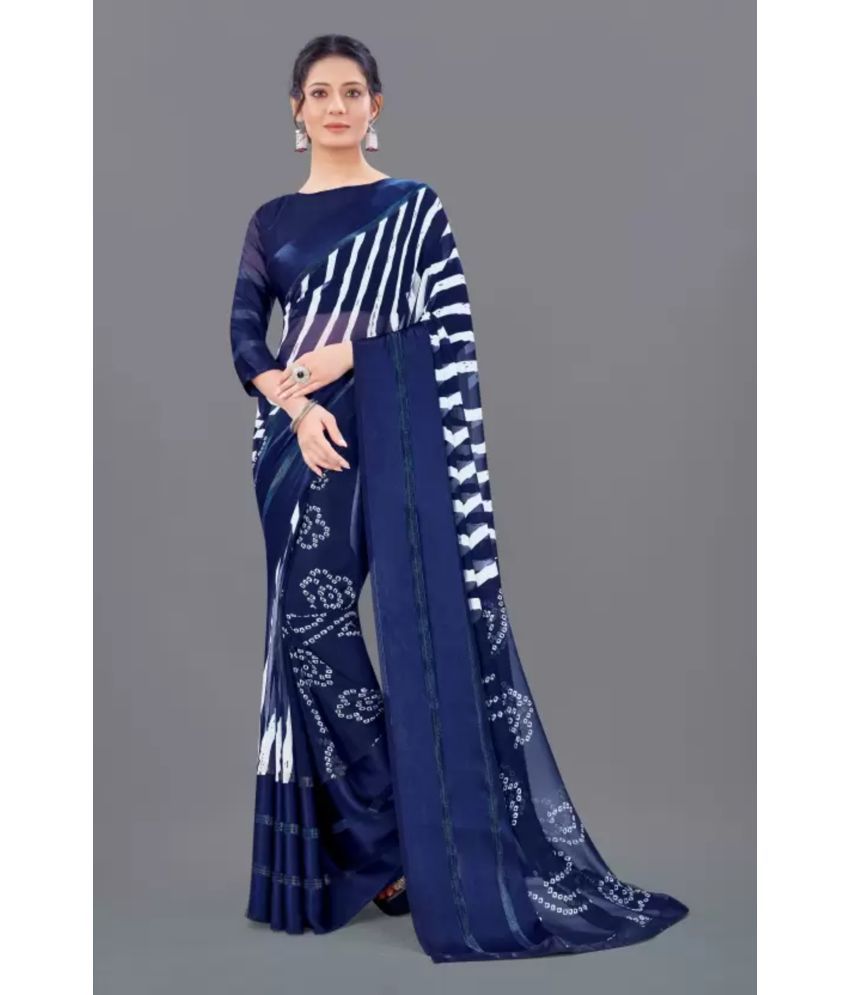     			Sitanjali - Blue Georgette Saree With Blouse Piece ( Pack of 1 )