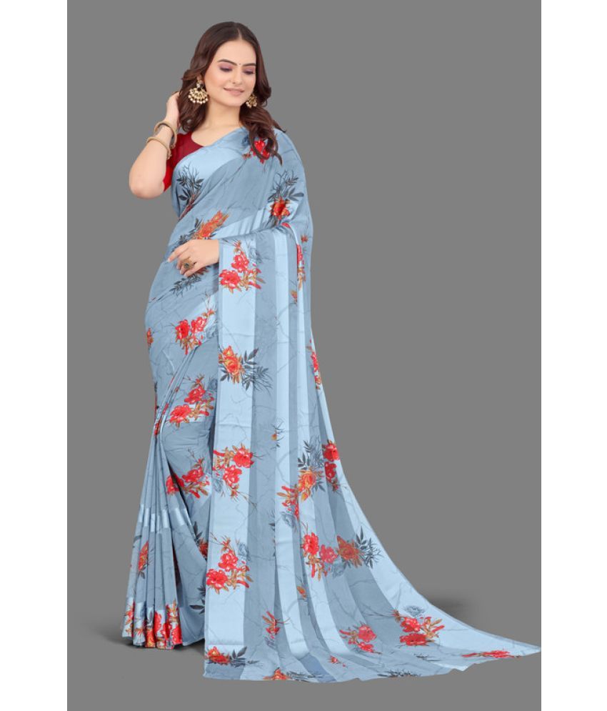     			Sitanjali - Grey Georgette Saree With Blouse Piece ( Pack of 1 )