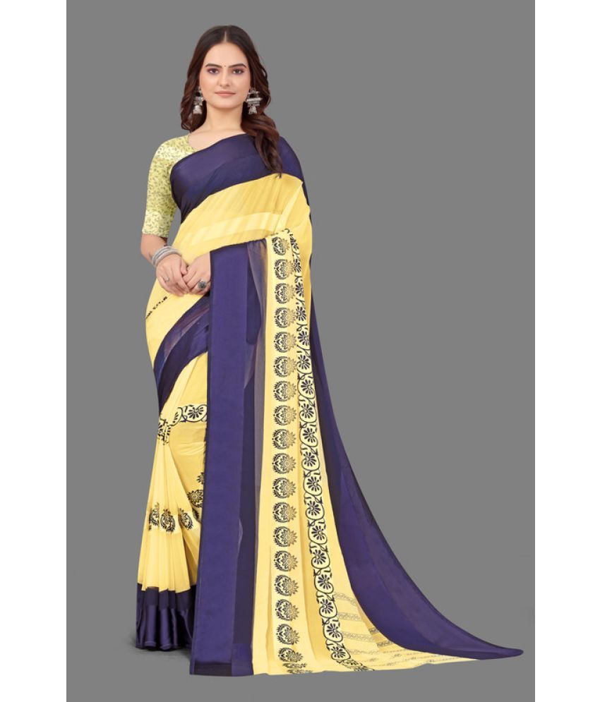     			Sitanjali Lifestyle - Yellow Georgette Saree With Blouse Piece ( Pack of 1 )