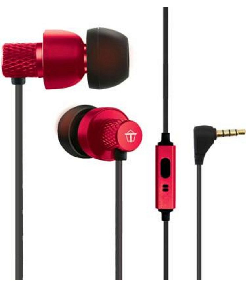     			Tantra T1000 In Ear Wired Earphone Hours Playback 3.5 mm IPX6(Water Resistant) Active Noise cancellation -Bluetooth Red