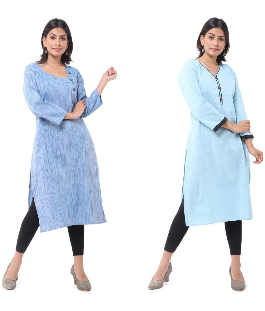     			DESHBANDHU DBK - Multicolor Cotton Women's Straight Kurti ( Pack of 2 )