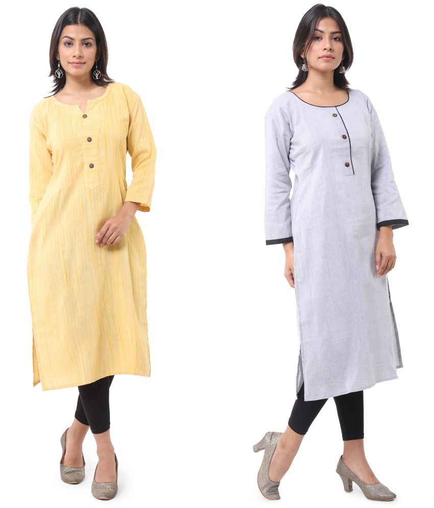     			DESHBANDHU DBK - Multicolor Cotton Women's Straight Kurti ( Pack of 2 )