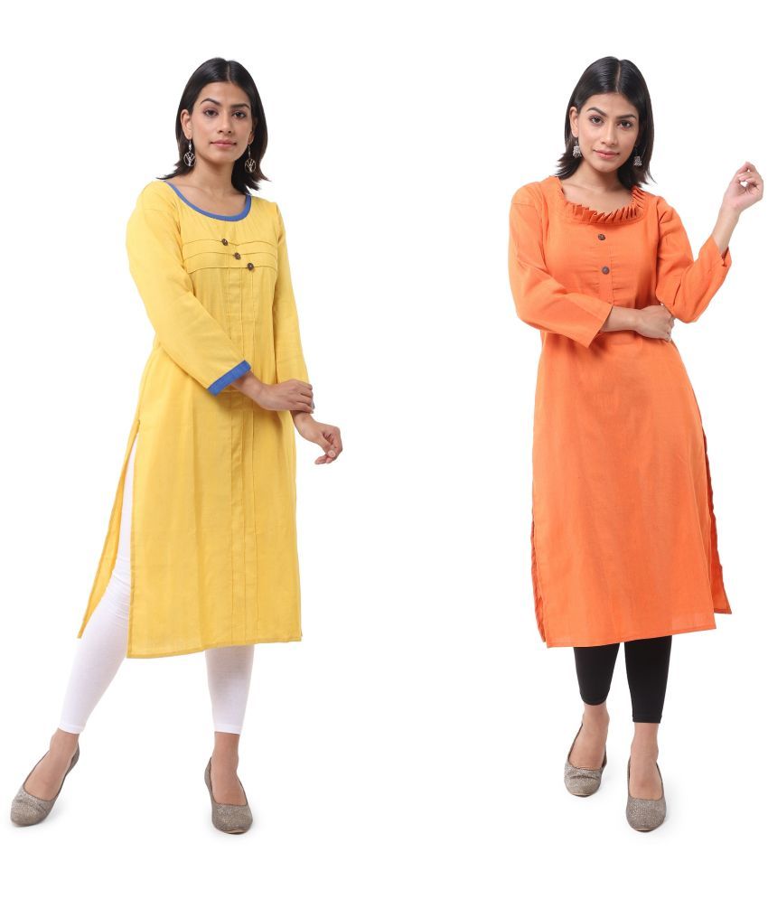     			DESHBANDHU DBK - Multicolor Cotton Women's Straight Kurti ( Pack of 2 )