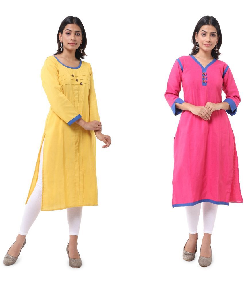     			DESHBANDHU DBK - Multicolor Cotton Women's Straight Kurti ( Pack of 2 )