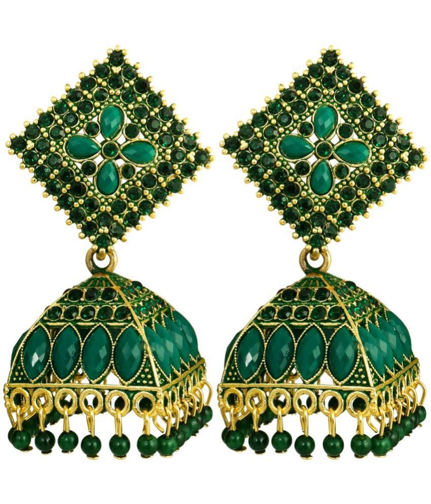     			FASHION FRILL - Green Jhumki Earrings ( Pack of 1 )