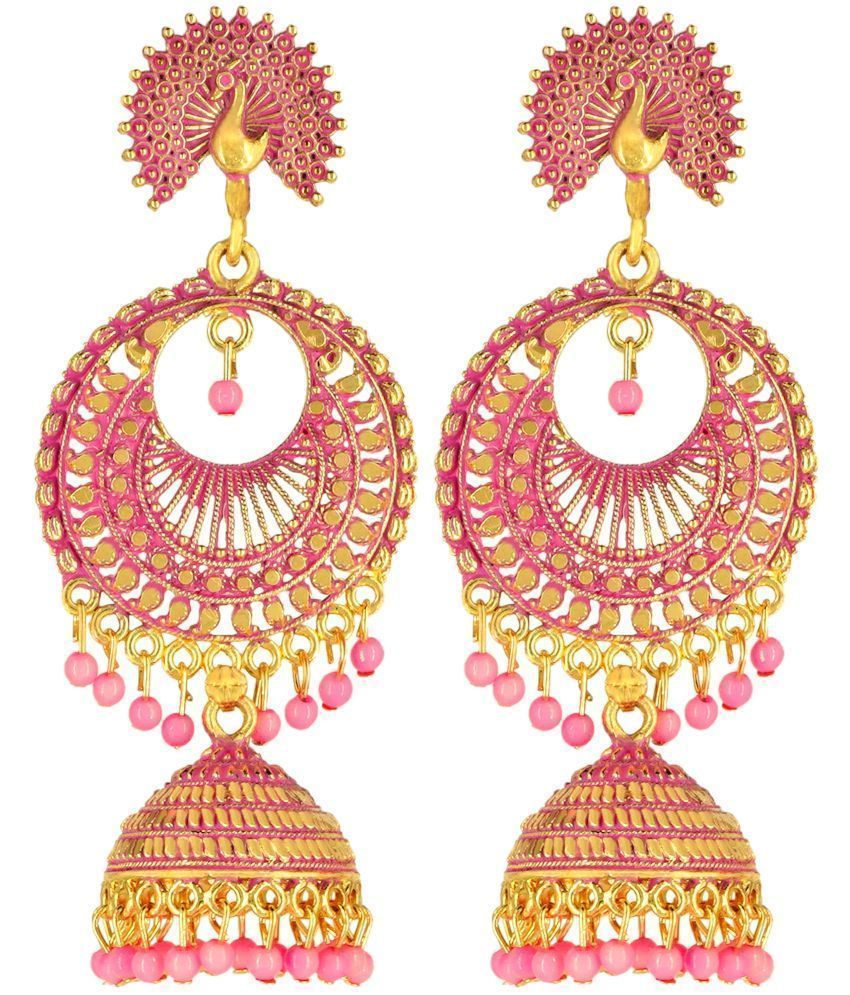     			FASHION FRILL - Pink Jhumki Earrings ( Pack of 1 )