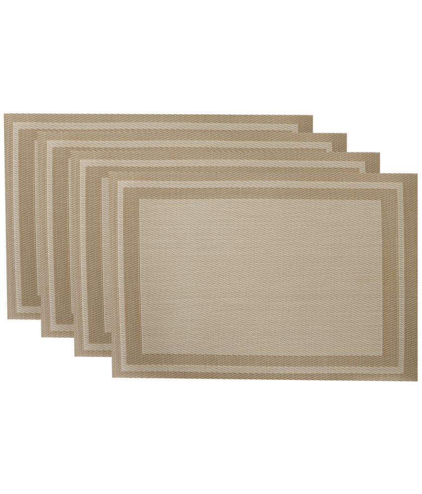     			HOKIPO PVC Textured Rectangle Table Mats ( 45 cm x 30 cm ) Pack of 4 - Beige