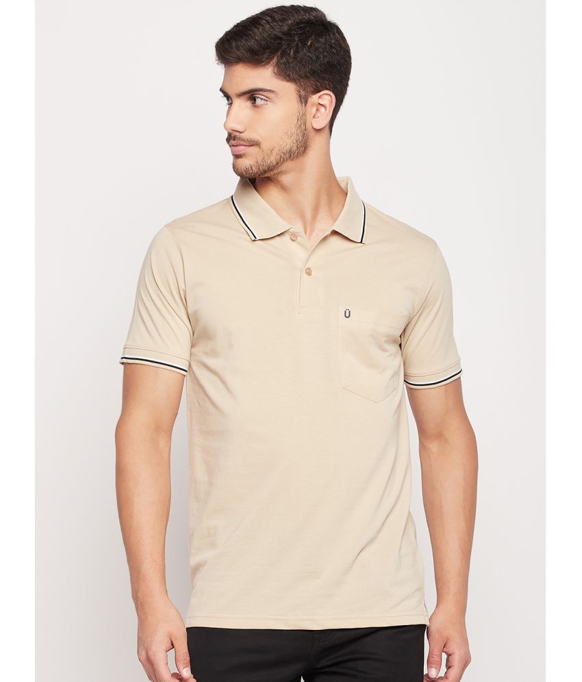     			UNIBERRY - Beige Cotton Blend Regular Fit Men's Polo T Shirt ( Pack of 1 )