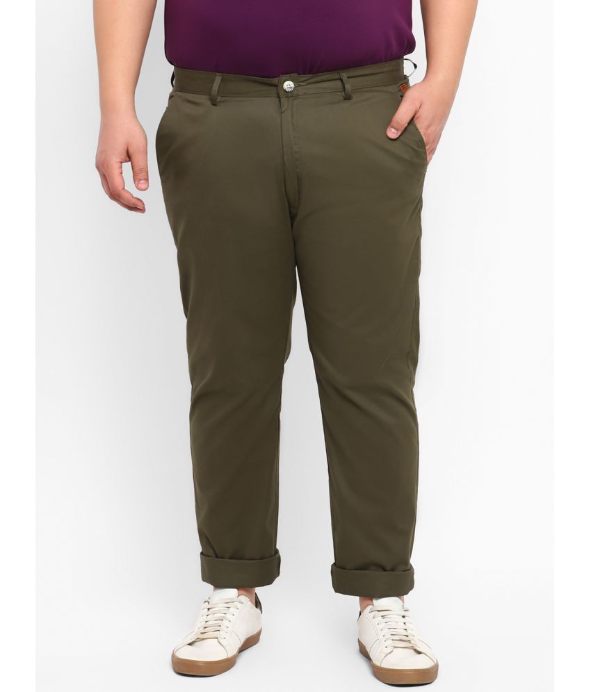     			Urbano Plus Dark Green Regular Chinos ( Pack of 1 )