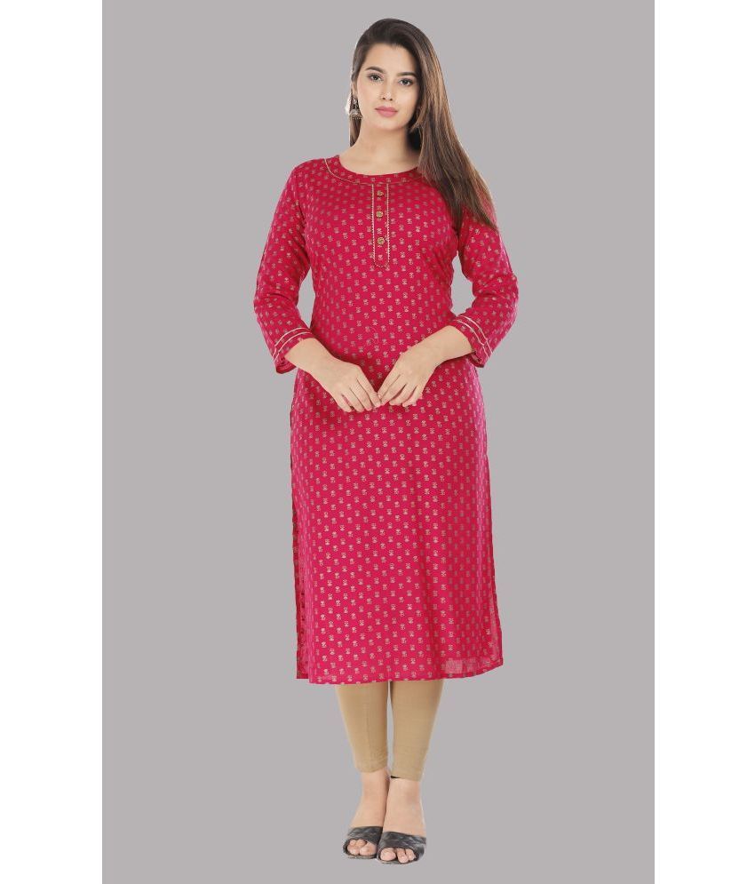     			ravishree - Fluorescent Pink Rayon Women's Straight Kurti ( Pack of 1 )