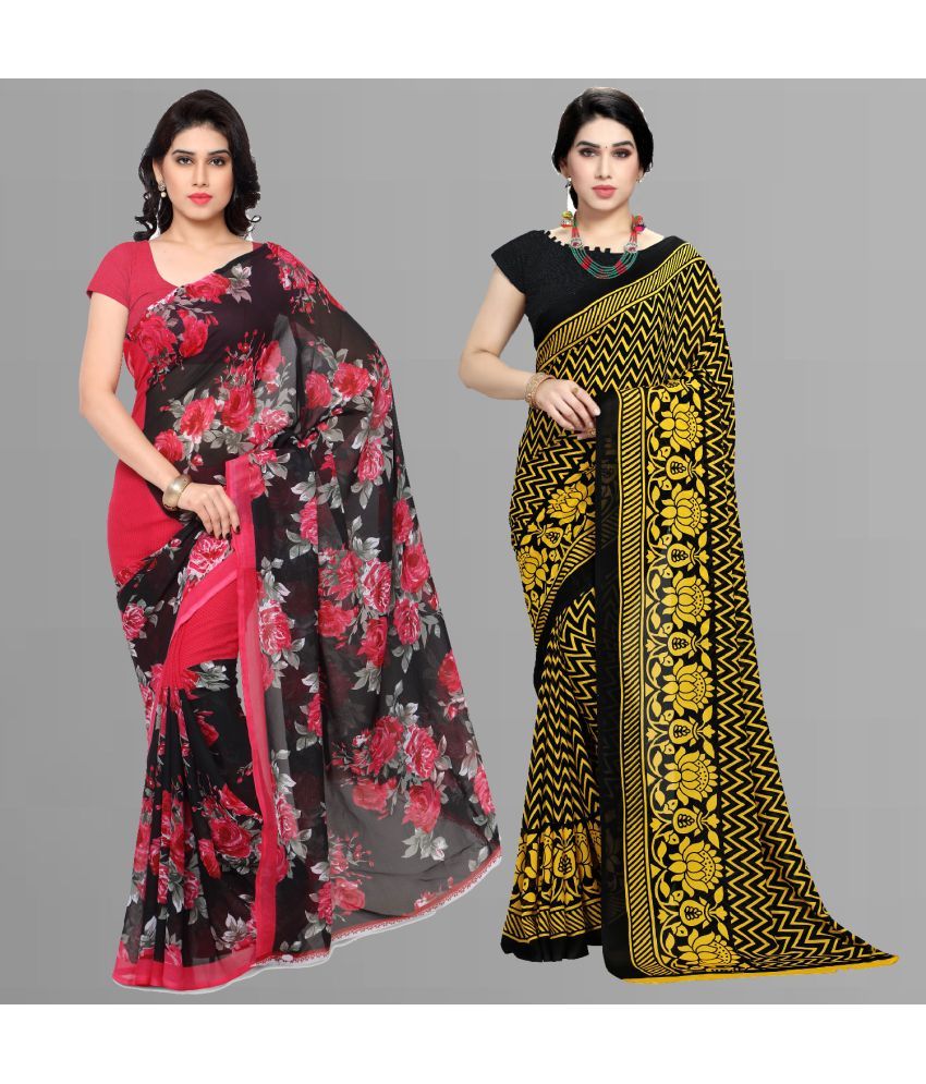     			Kashvi Sarees - Multicolour Georgette Saree With Blouse Piece ( Pack of 2 )