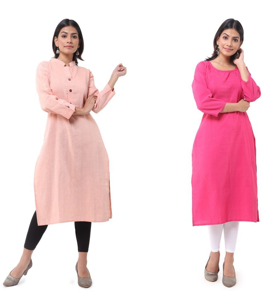     			DESHBANDHU DBK - Multicolor Cotton Women's Straight Kurti ( Pack of 2 )