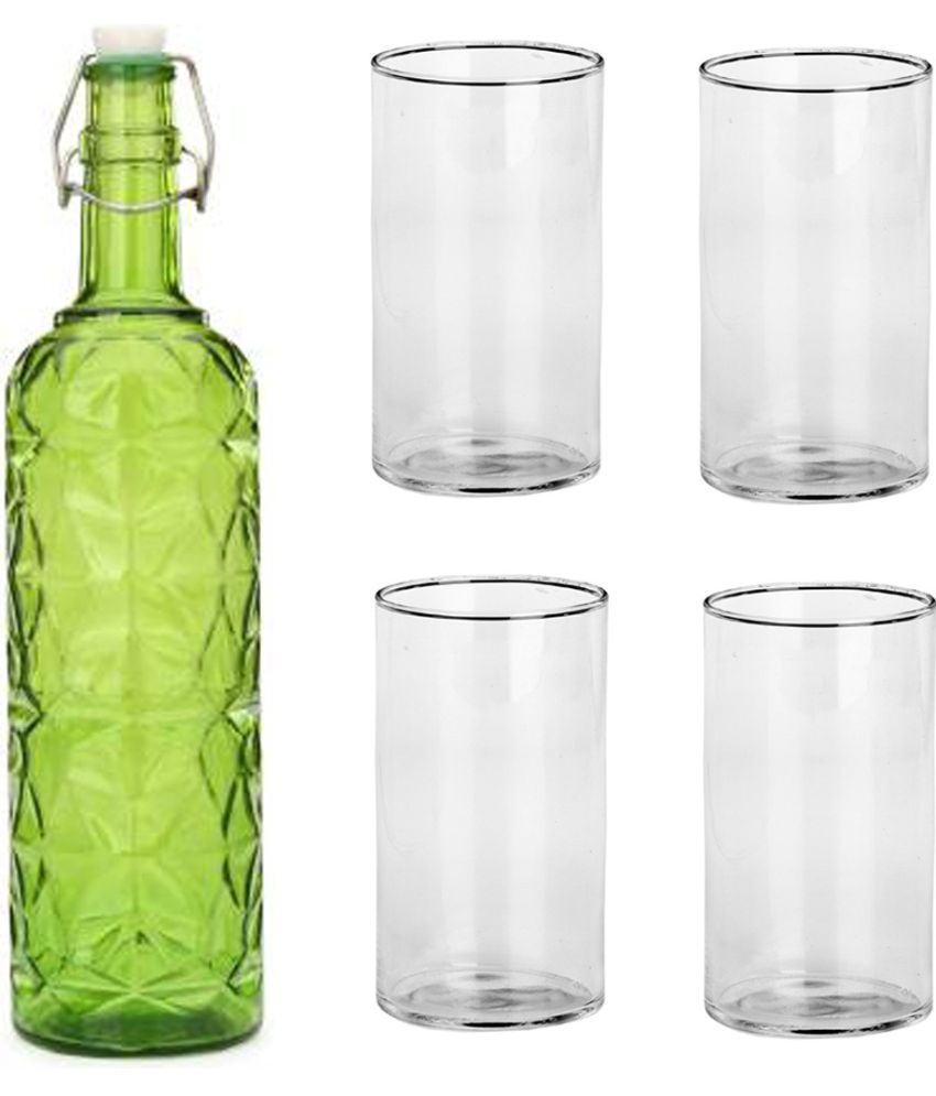     			Somil - Glass & Bottle Drinks Serving Lemon Set Green Water Bottle 1000 mL ( Set of 1 )