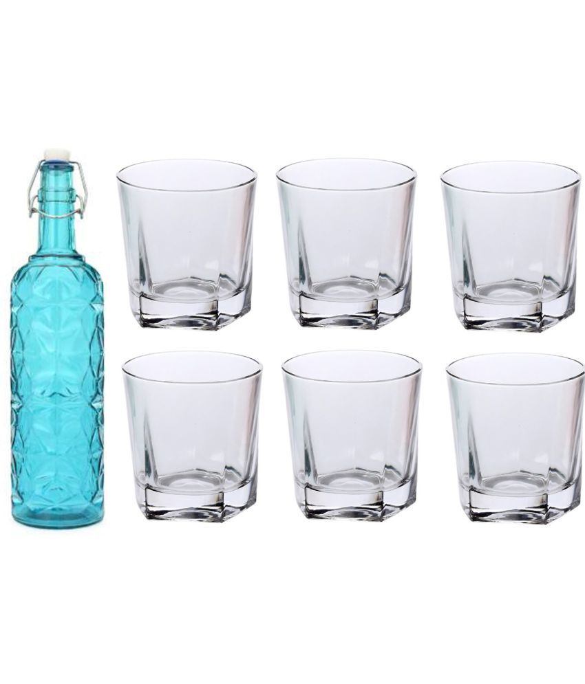     			Somil - Glass & Bottle Drinks Serving Lemon Set Blue Water Bottle 1000 mL ( Set of 1 )