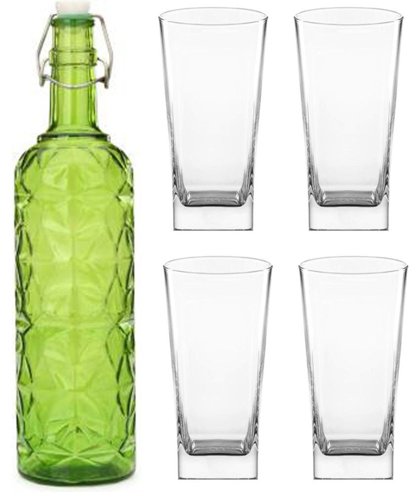     			Somil - Glass & Bottle Drinks Serving Lemon Set Green Water Bottle 1000 mL ( Set of 1 )