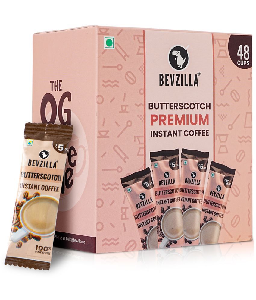     			Bevzilla 48 Instant Coffee Powder Sachets (Butterscotch) - 96 Grams| Hot & Cold Coffee| Makes 48 Cups| 100% Arabica Coffee