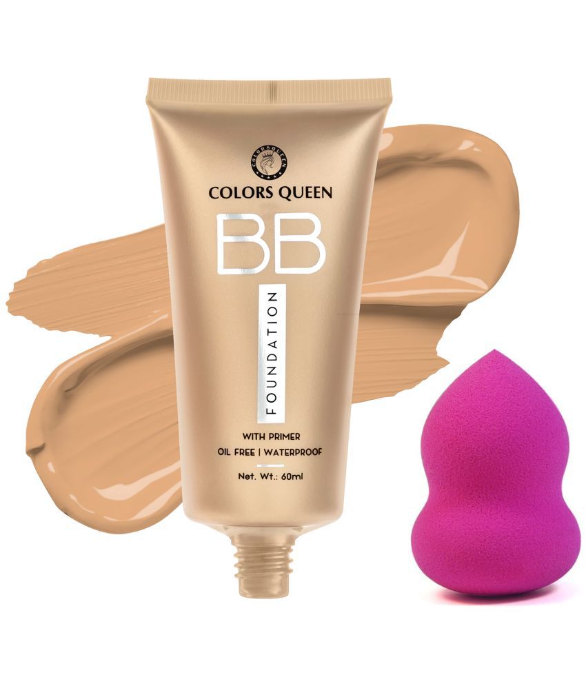     			Colors Queen BB Oil Free Waterproof Foundation (Natural Almonds) With Beauty Blender