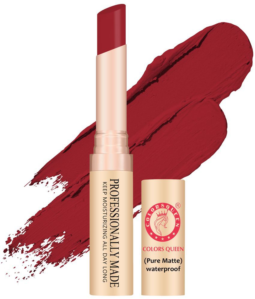     			Colors Queen Beauty Lips Non Transfer Pure Matte Lipstick (Rich Red) (4g)