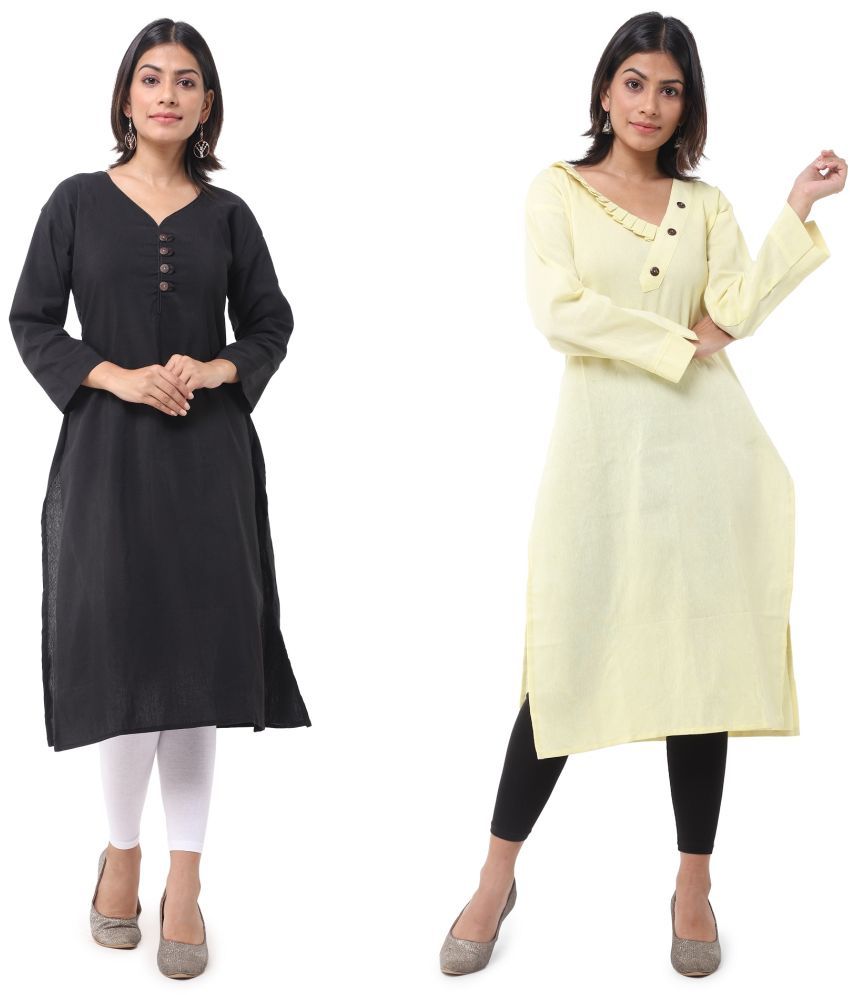     			DESHBANDHU DBK - Multicolor Cotton Women's Straight Kurti ( Pack of 2 )