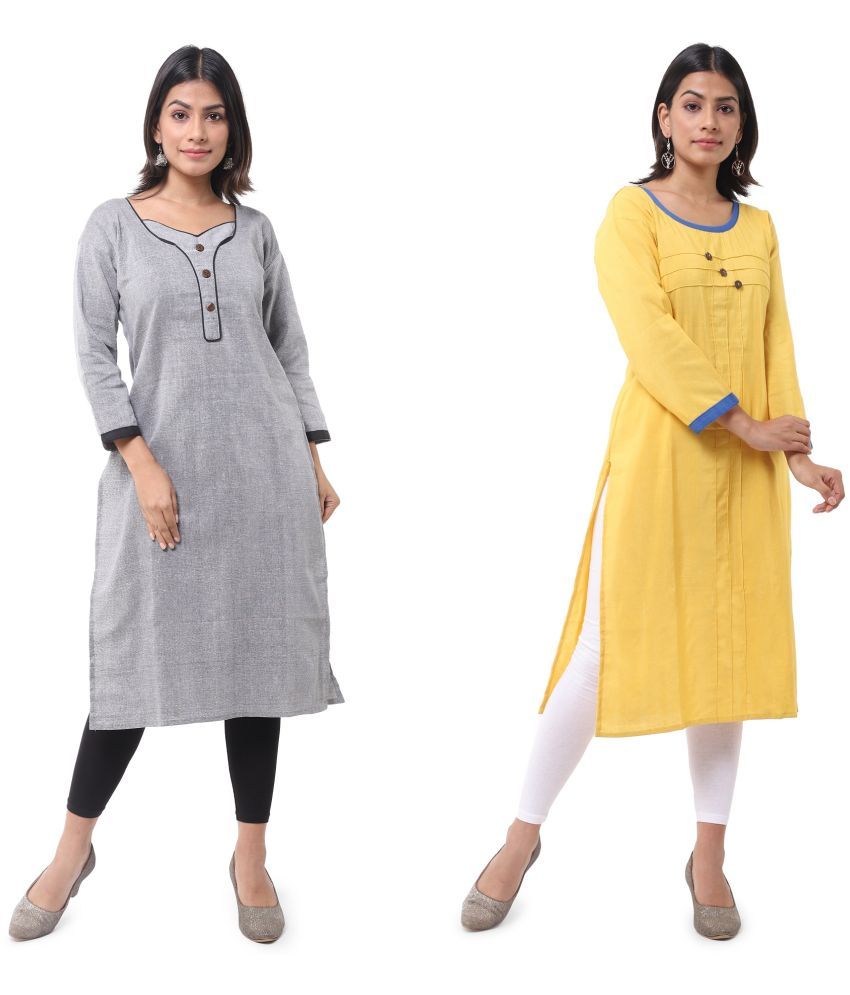     			DESHBANDHU DBK - Multicolor Cotton Women's Straight Kurti ( Pack of 2 )