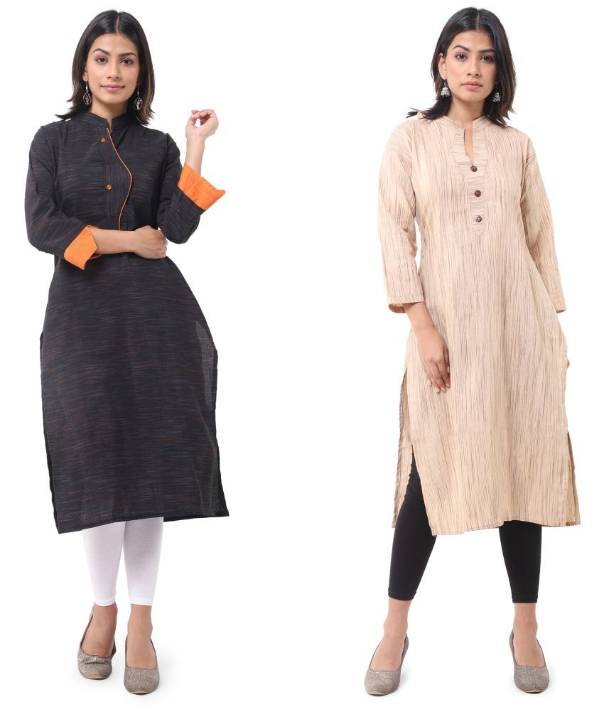     			DESHBANDHU DBK - Multicolor Cotton Women's Straight Kurti ( Pack of 2 )