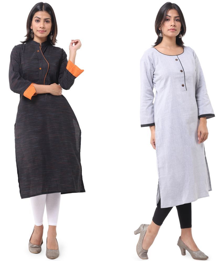     			DESHBANDHU DBK - Multicolor Cotton Women's Straight Kurti ( Pack of 2 )