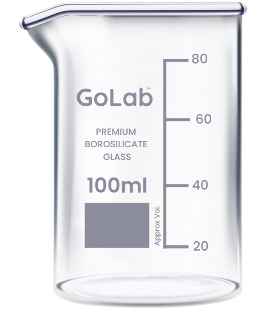     			GoLab Laboratory Premium Calibrated Borosilicate Glass Beaker with Graduation Marks and Spout 100ml