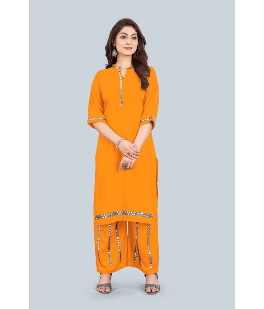     			HELWIN DESIGNER - Yellow Straight Rayon Women's Stitched Salwar Suit ( Pack of 1 )