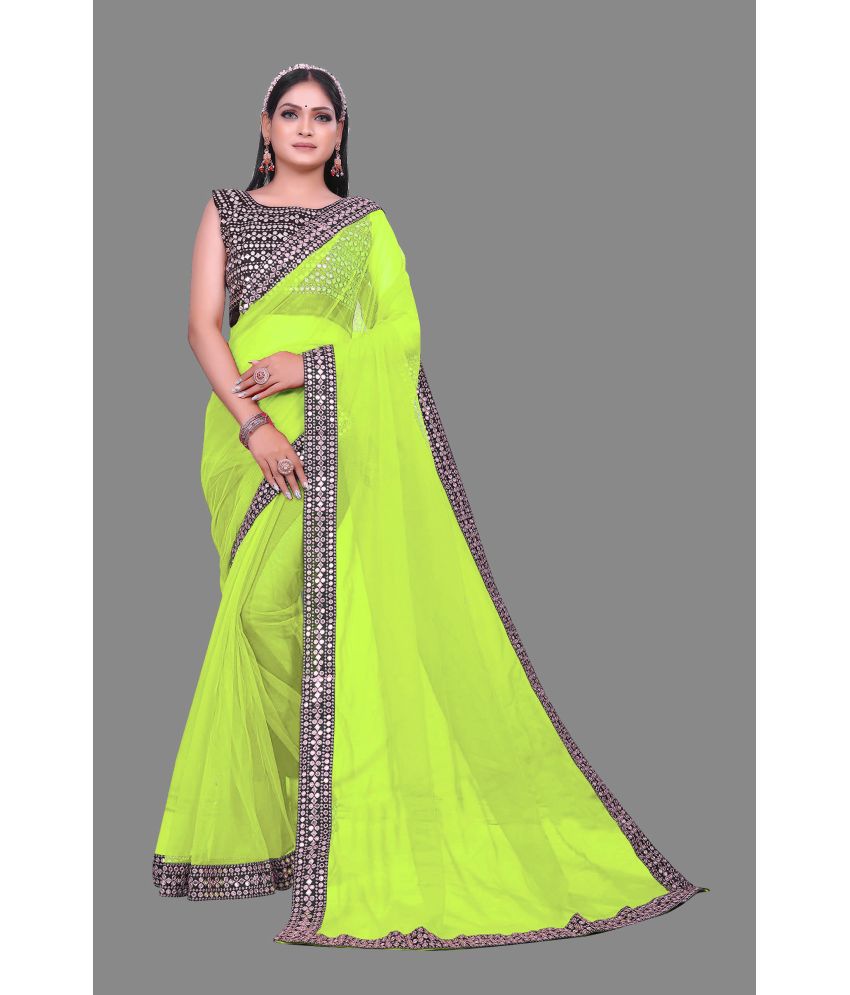     			Kenofy Sarees - Mint Green Net Saree With Blouse Piece ( Pack of 1 )